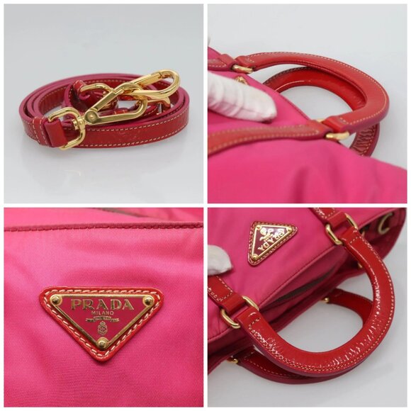 PRADA Hand Bag Nylon 2way Pink Gold Auth 120480 - Picture 16 of 16